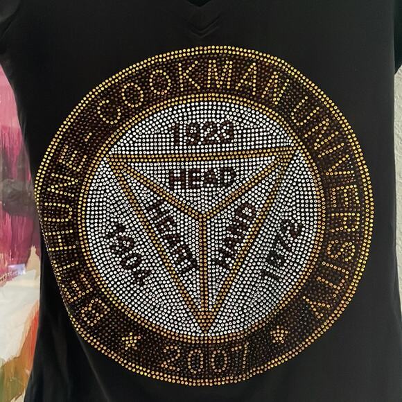 Bethune Cookman Sequin Women’s Cut Black T-shirt Glam Fall College Football - Picture 2 of 4